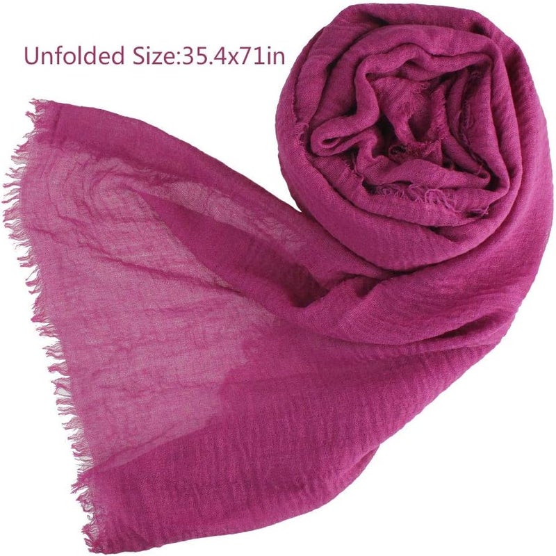 Wobe Women Summer Cotton Blend Crinkle Vintage Soft Long Scarf Linen Beach Shawl Wrap - Image 3